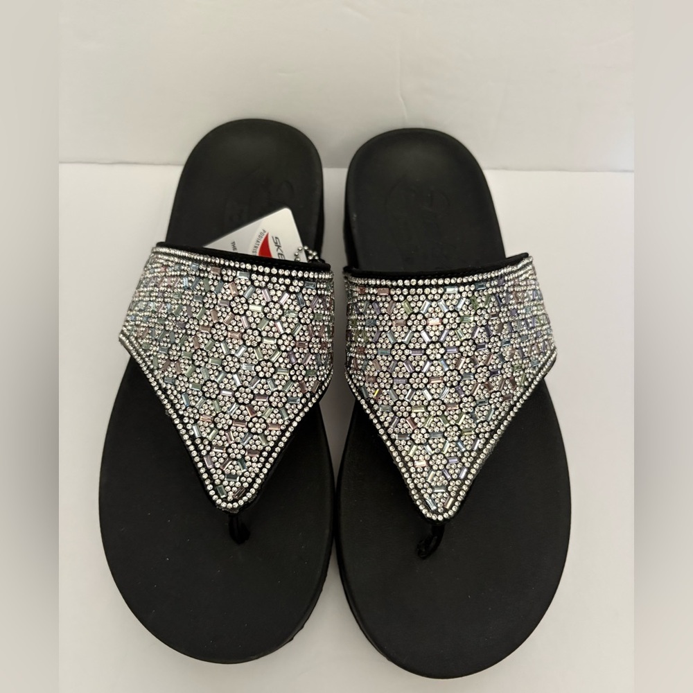 SKECHERS Women’s SZ 6 Vinyasa Glam Time arch Fit Sandals Flip Flops 119438 New